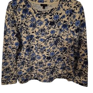 Talbots Blue Floral Long Sleeve Top
